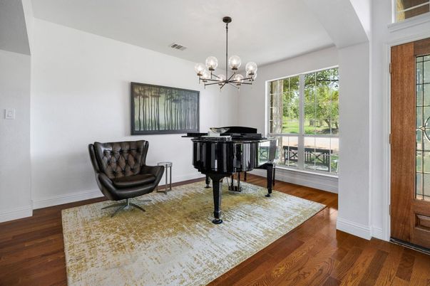 Interior, Pendant Lights, Piano, Wood Texture Flooring