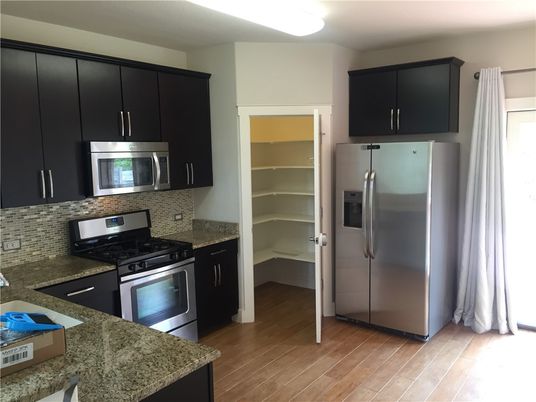 Interior, Kitchen, Stainless Steel Appliances, Wood Texture Flooring