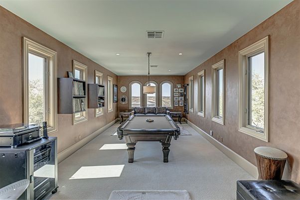 Billiard Table, Game Room, Interior, Pendant Lights, Recessed Lighting