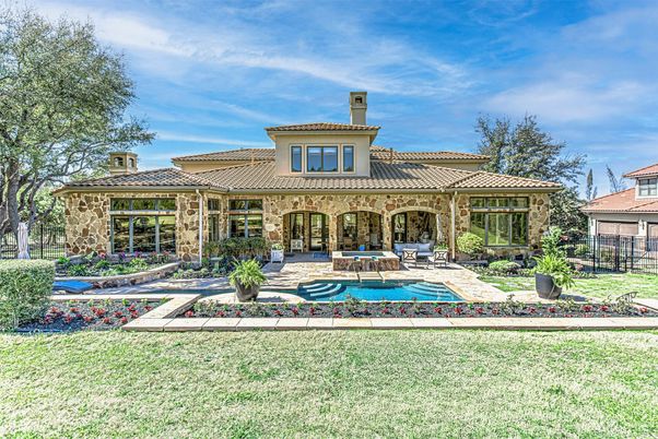 Backyard, Exterior, Facade, Pool, Mediterranean