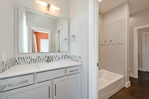 Bathroom, Interior, Recessed Lighting, Wood Texture Flooring