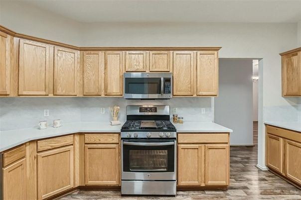 Interior, Kitchen, Stainless Steel Appliances, Wood Texture Flooring