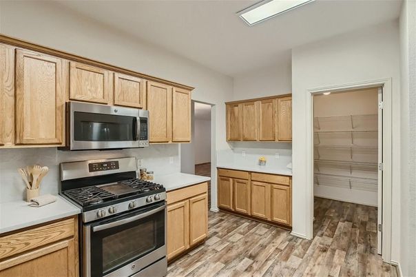 Interior, Kitchen, Stainless Steel Appliances, Wood Texture Flooring