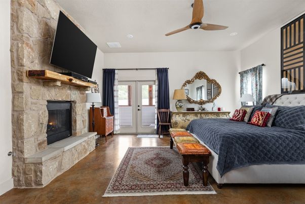 Bedroom, Fireplace, Interior, Stone Walls