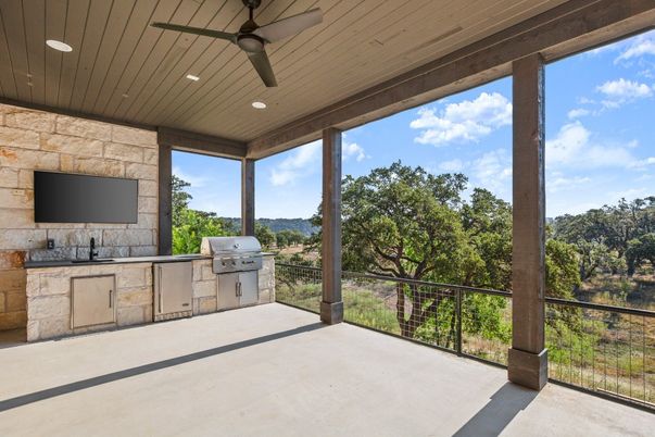 Interior, Recessed Lighting, Stone Walls, Sun Room