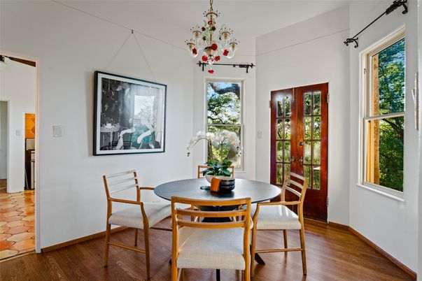 Chandelier, Dining room, Interior, Wood Texture Flooring