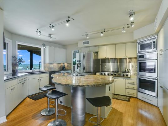 Interior, Kitchen, Stainless Steel Appliances, Wood Texture Flooring