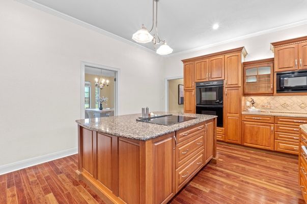 Chandelier, Interior, Kitchen, Pendant Lights, Recessed Lighting, Wood Texture Flooring