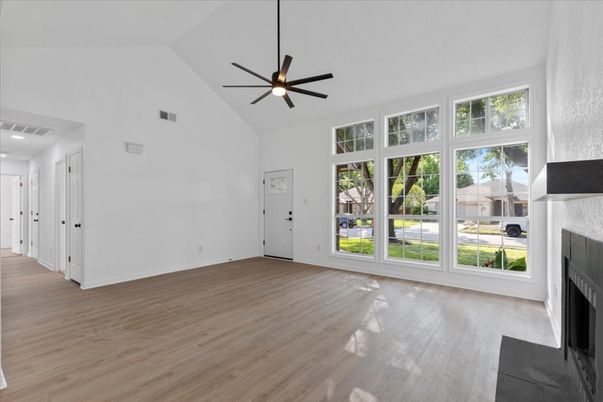 Empty room, Fireplace, Interior, Wood Texture Flooring