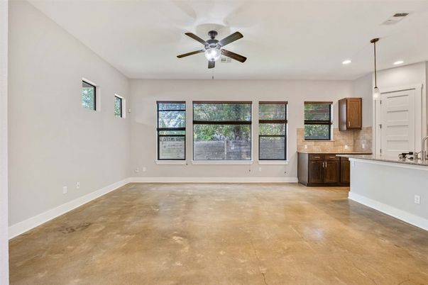 Empty room, Interior, Kitchen, Pendant Lights, Recessed Lighting