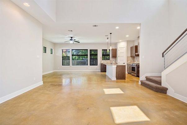Empty room, Interior, Kitchen, Pendant Lights, Recessed Lighting