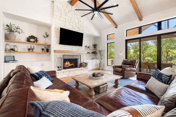 Fireplace, Interior, Living room, Stone Walls, Wooden Beams