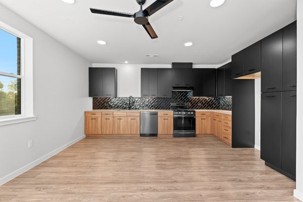 Interior, Kitchen, Recessed Lighting, Wood Texture Flooring