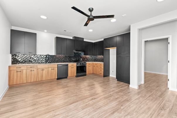 Interior, Kitchen, Recessed Lighting, Wood Texture Flooring