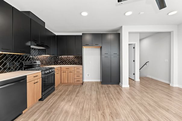 Interior, Kitchen, Recessed Lighting, Wood Texture Flooring