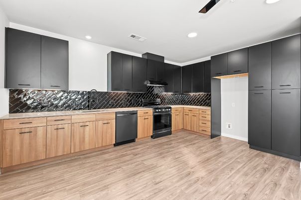 Interior, Kitchen, Recessed Lighting, Wood Texture Flooring