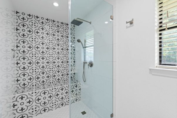 Bathroom, Glass Shower, Interior, Recessed Lighting