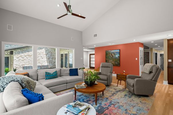 Interior, Living room, Recessed Lighting, Wood Texture Flooring