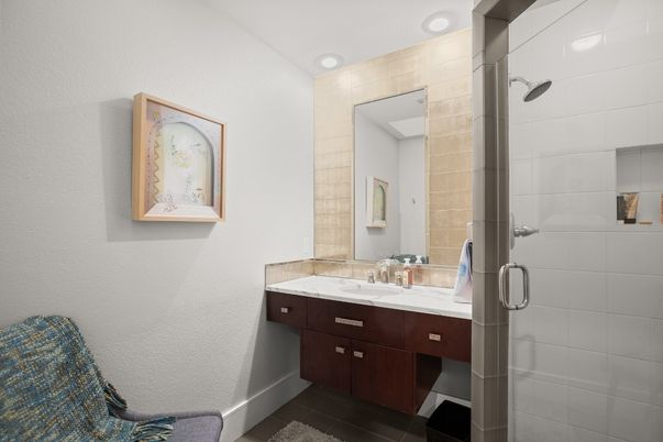 Bathroom, Glass Shower, Interior, Recessed Lighting