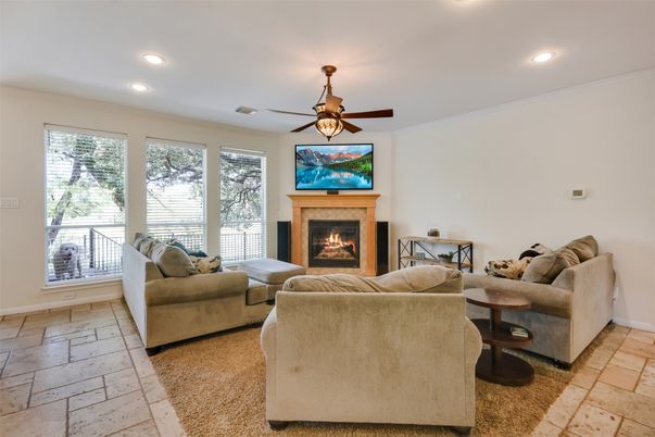 Fireplace, Interior, Living room, Recessed Lighting