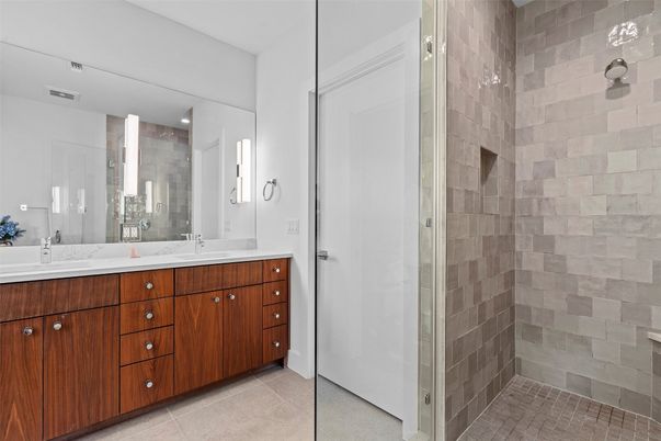 Bathroom, Dual Sink Vanities, Interior, Stone Walls