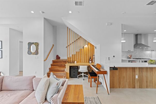 Home Office, Interior, Kitchen, Pendant Lights, Recessed Lighting, Stainless Steel Appliances
