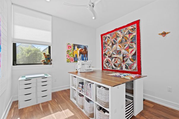 Home Office, Interior, Recessed Lighting, Wood Texture Flooring