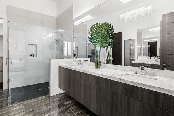 Bathroom, Dual Sink Vanities, Glass Shower, Interior