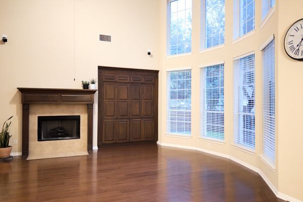 Empty room, Fireplace, Interior, Wood Texture Flooring