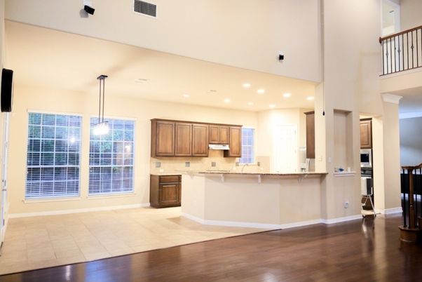 Interior, Kitchen, Pendant Lights, Recessed Lighting, Wood Texture Flooring