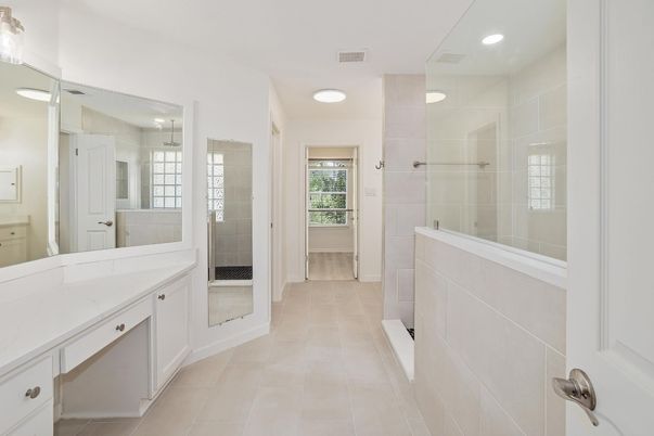 Bathroom, Glass Shower, Interior, Recessed Lighting