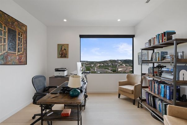 Home Office, Interior, Recessed Lighting, Wood Texture Flooring