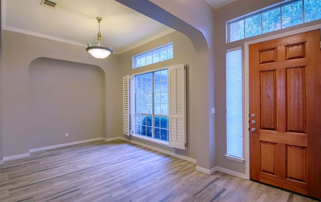 Empty room, Interior, Pendant Lights, Wood Texture Flooring