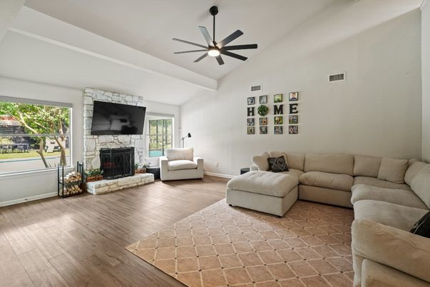 Fireplace, Interior, Living room, Wood Texture Flooring