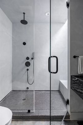 Bathroom, Glass Shower, Interior, Recessed Lighting