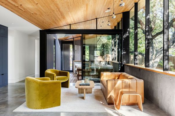 Interior, Living room, Recessed Lighting, Wooden Ceilings