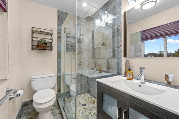 Bathroom, Glass Shower, Interior, Recessed Lighting