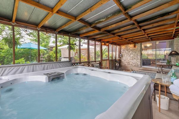Hot Tub, Interior, Stone Walls, Sun Room, Wooden Beams