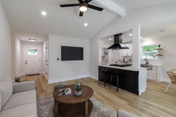 Interior, Kitchen, Recessed Lighting, Wood Texture Flooring
