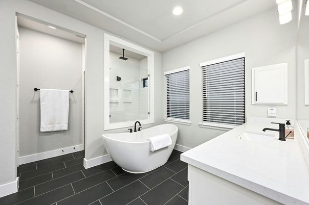 Bathroom, Dual Sink Vanities, Free Standing Baths, Glass Shower, Interior, Recessed Lighting