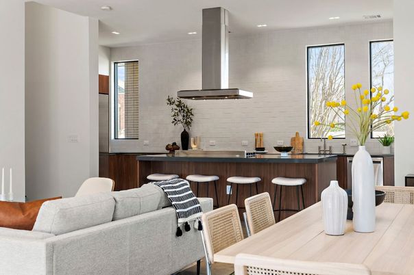 Dining room, Interior, Kitchen, Living room, Recessed Lighting