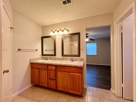 Bathroom, Dual Sink Vanities, Interior, Wood Texture Flooring