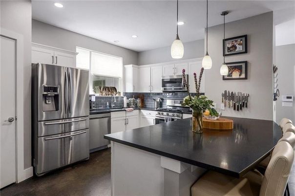 Interior, Kitchen, Pendant Lights, Recessed Lighting, Stainless Steel Appliances