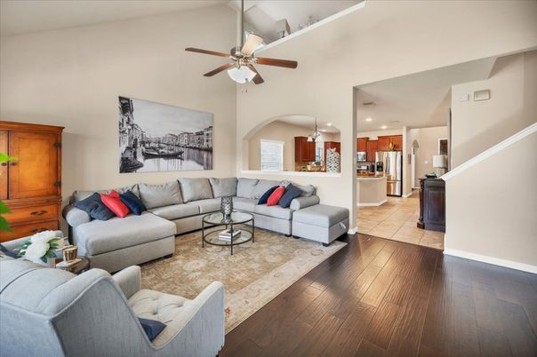 Interior, Kitchen, Living room, Recessed Lighting, Wood Texture Flooring