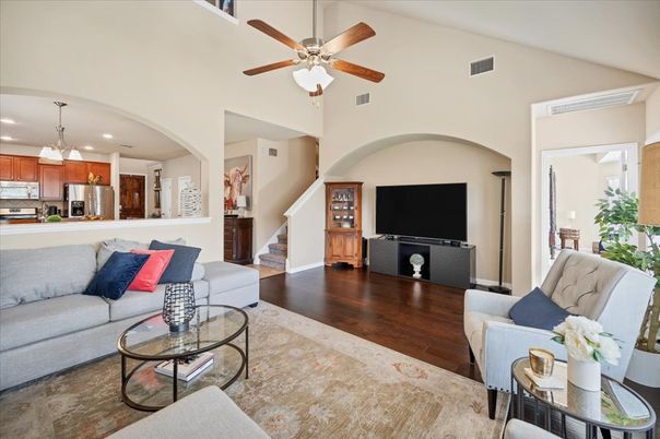 Interior, Kitchen, Living room, Recessed Lighting, Stainless Steel Appliances, Wood Texture Flooring