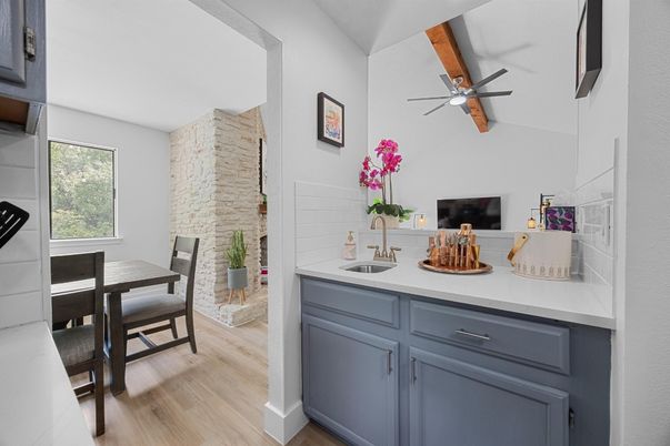 Dining room, Interior, Kitchen, Stone Walls, Wood Texture Flooring