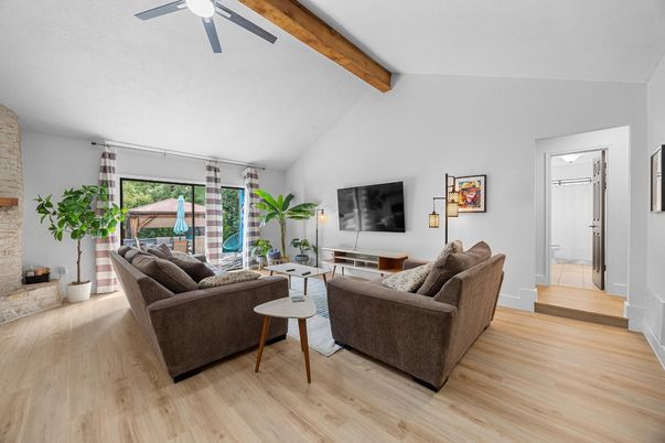 Interior, Living room, Wooden Beams, Wood Texture Flooring