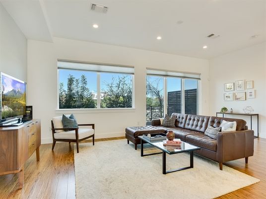Interior, Living room, Recessed Lighting, Wood Texture Flooring