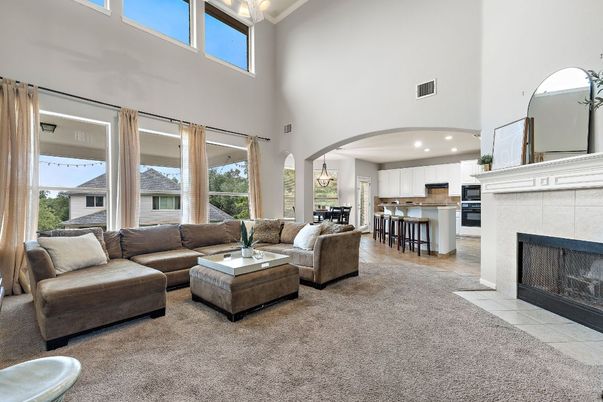 Dining room, Fireplace, Interior, Kitchen, Living room, Recessed Lighting