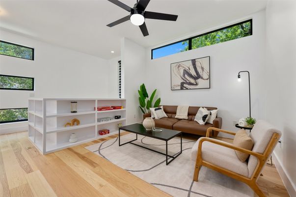 Interior, Living room, Recessed Lighting, Wood Texture Flooring